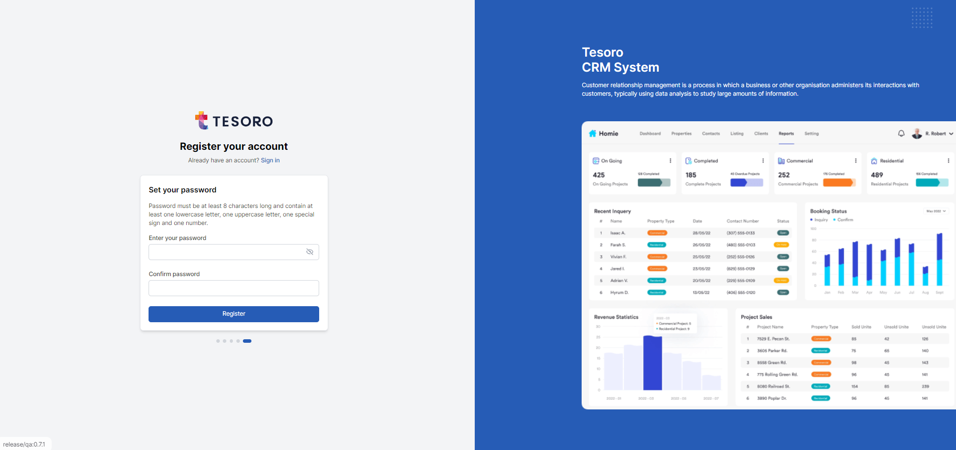 Signup for Tesoro Real Estate Software